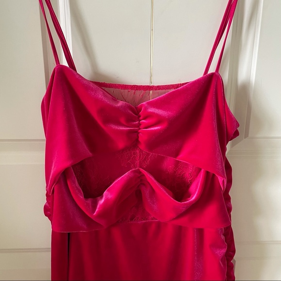 Lovers + Friends Dylan Velvet and Lace Pink Mini Dress Size XL - Picture 4 of 12
